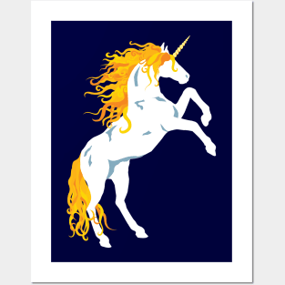 Golden Maned Unicorn Posters and Art